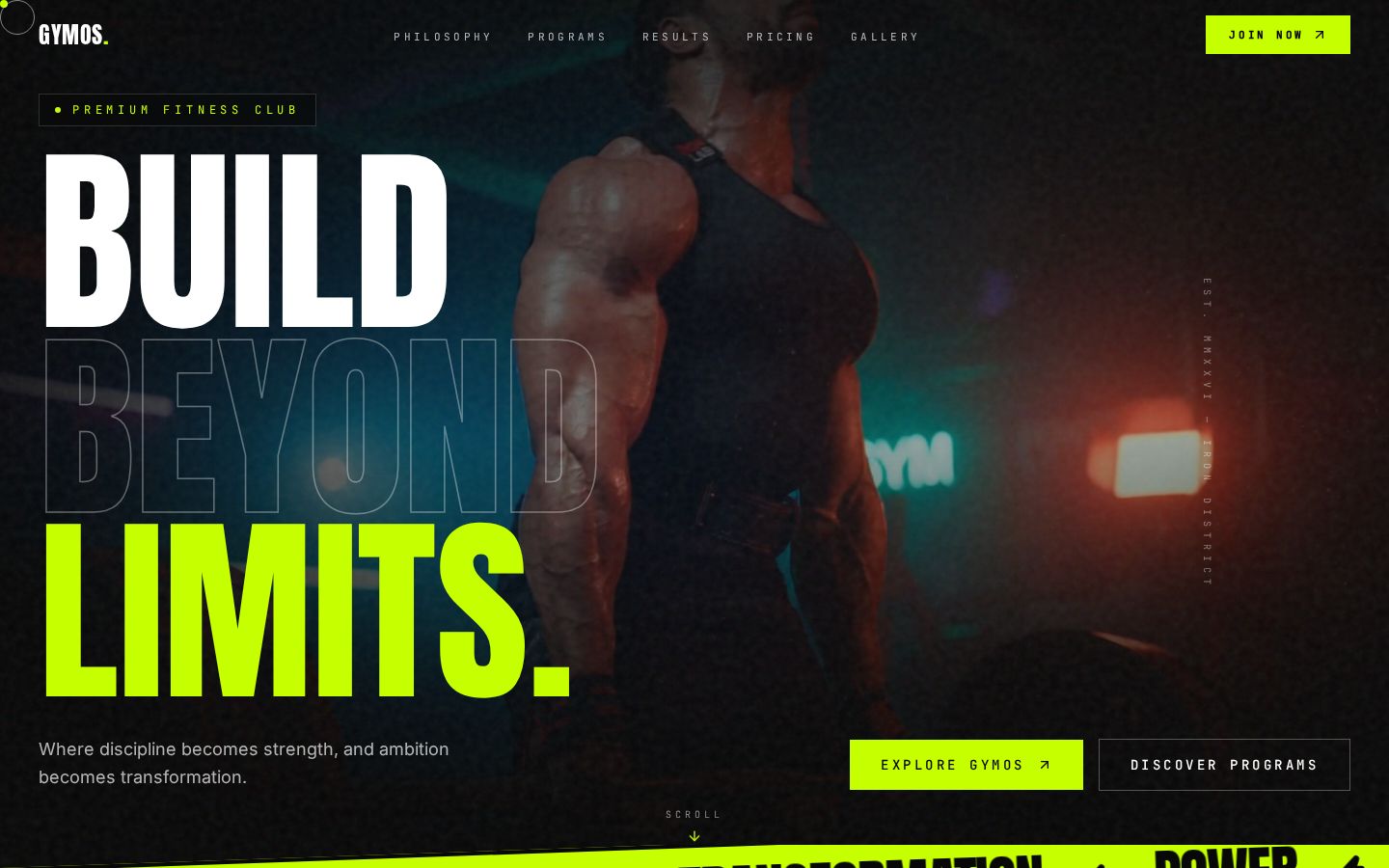 GYMOS fitness club website preview